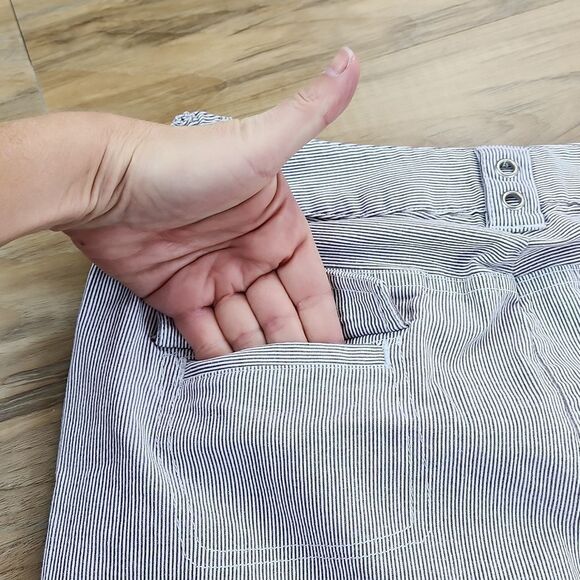 🔹️Christopher & Banks Gray Striped Seersucker Cropped Pants Size 6/28 - Picture 9 of 11